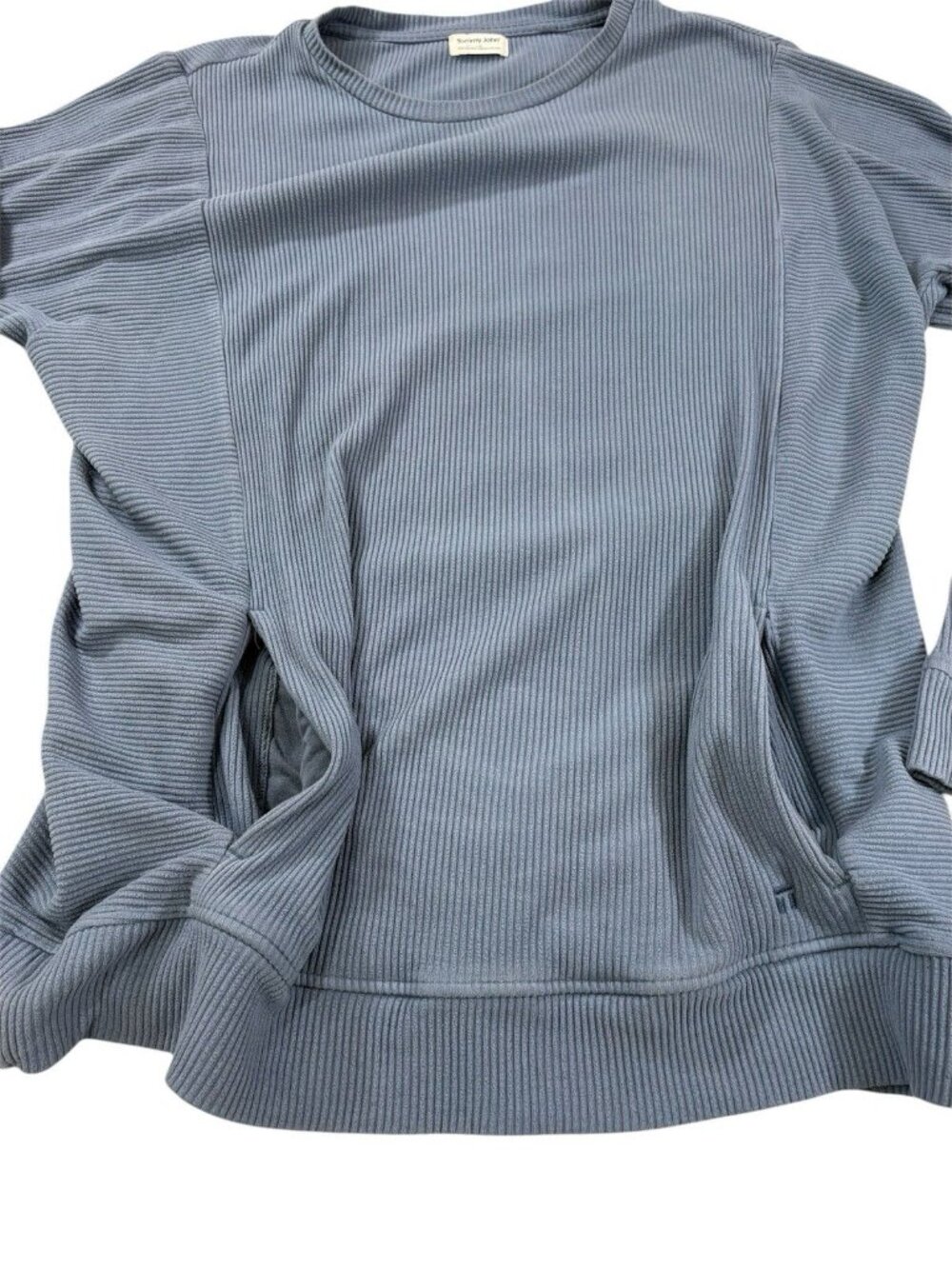 Tommy John Sweatshirt Mens Blue Size Large Ribbed Crew Neck Pullover - Picture 3 of 8